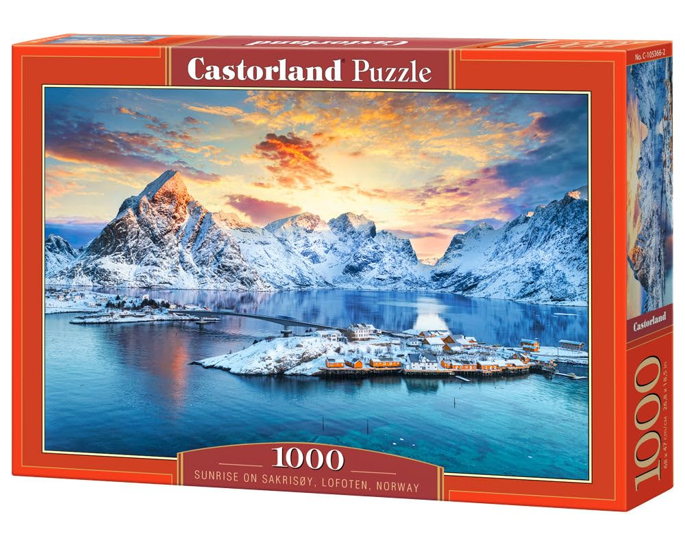 1000 Piece Jigsaw Puzzles, Sunrise on Sakrisøy, Lofoten, Norway, Majestic Mountains, Stun…