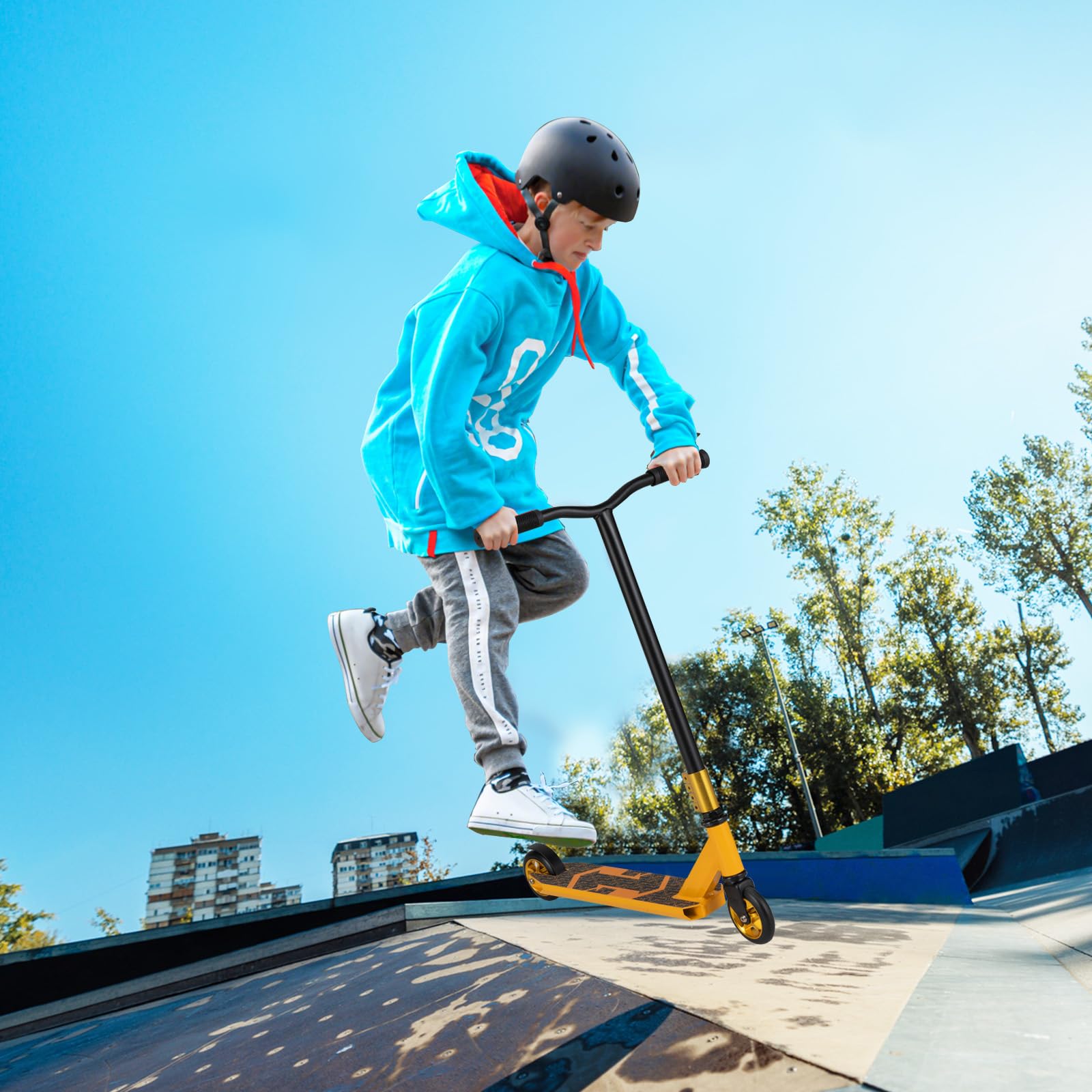 COSTWAY Patinete Freestyle Niños 10+, Scooter de Acrobacias con 2 Ruedas de 110mm, Patinete para Principiantes y Adolescentes, Carga 100kg