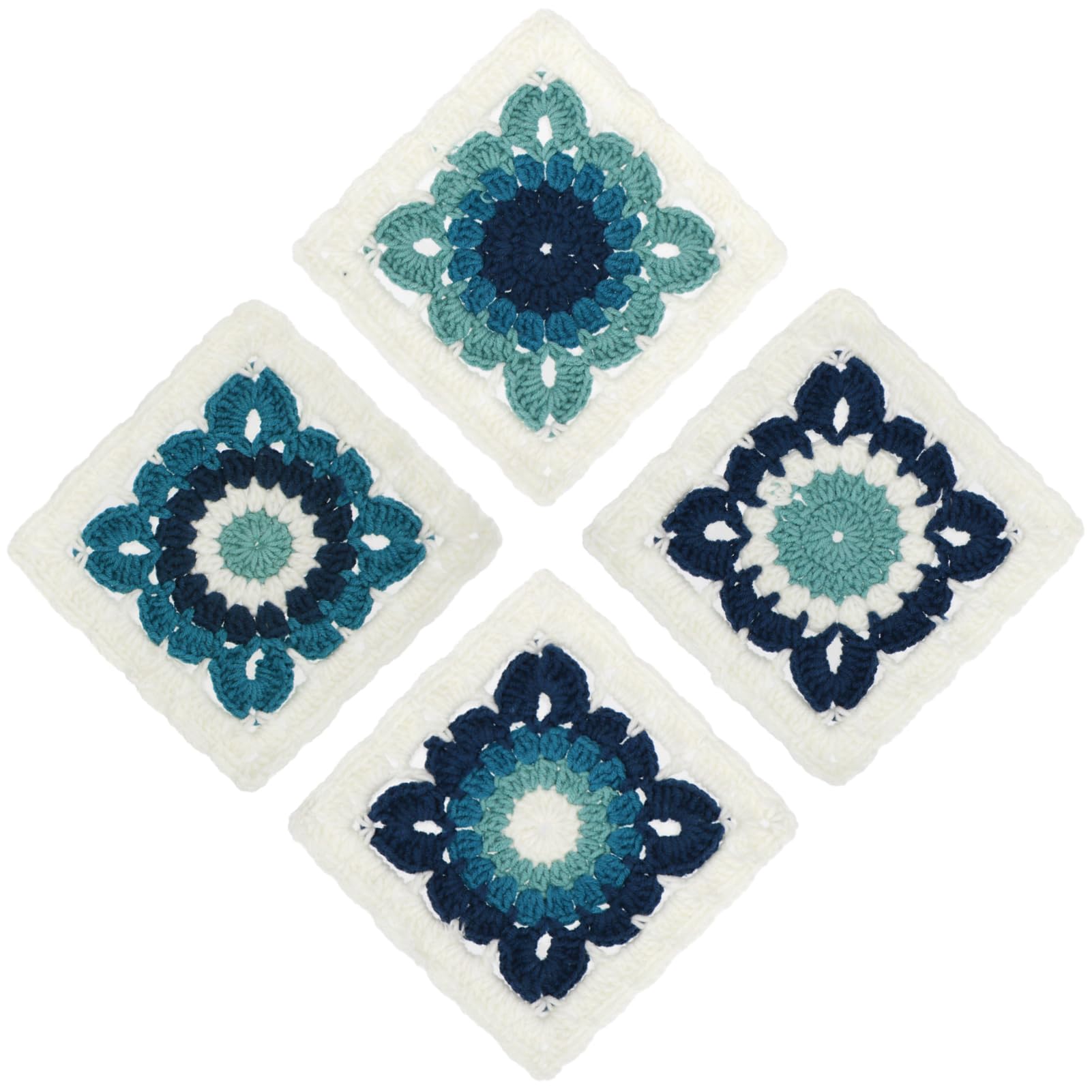 Sous-verres en crochet kilofly bleu aqua pour éviter les taches d'eau sur le bois