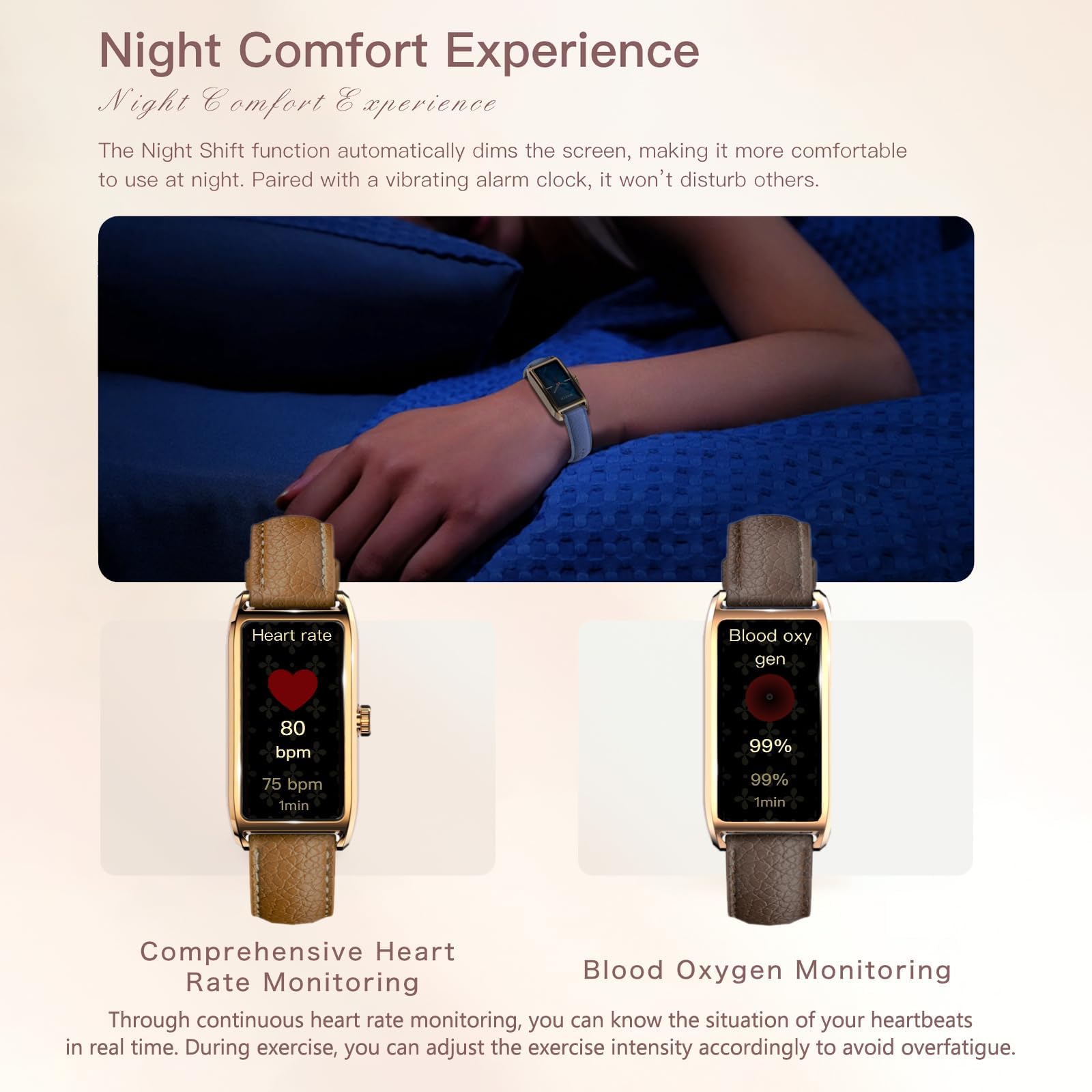 findtime Tracker de fitness élégant pour femme - Podomètre - Tracker d'activité pour femme - Avec moniteur de sommeil - Moniteur de fréquence cardiaque - Calorie - Suivi de distance