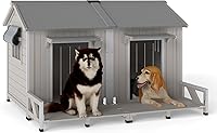 Vista 13 de PetsCosset Casa para perros al aire libre de 30.5 pulgadas de largo con techo de asfalto impermeable para perros pequeños a medianos, perrera grande