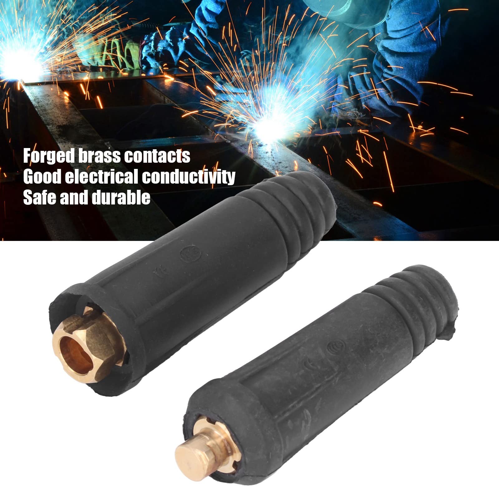 10Set Rugged Welding Cable Connector Plug, Quick Fitting for European Welding Machines, Forged Brass Contacts, Strong Insulation Rubber Material, 200 250A Current Capacity
