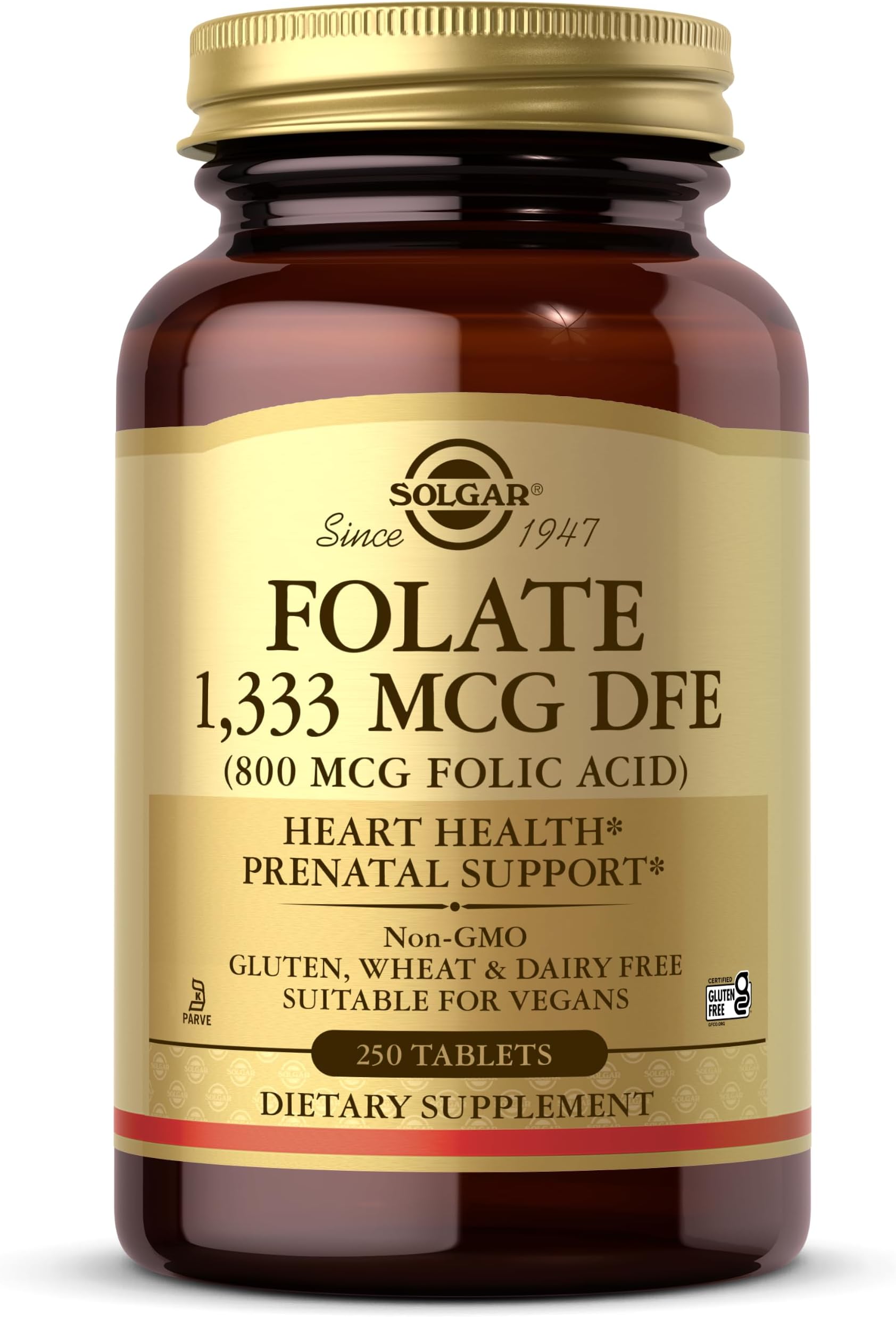 Solgar Folate 1,333 MCG Dietary Folate Equivalent, 250 Tablets
