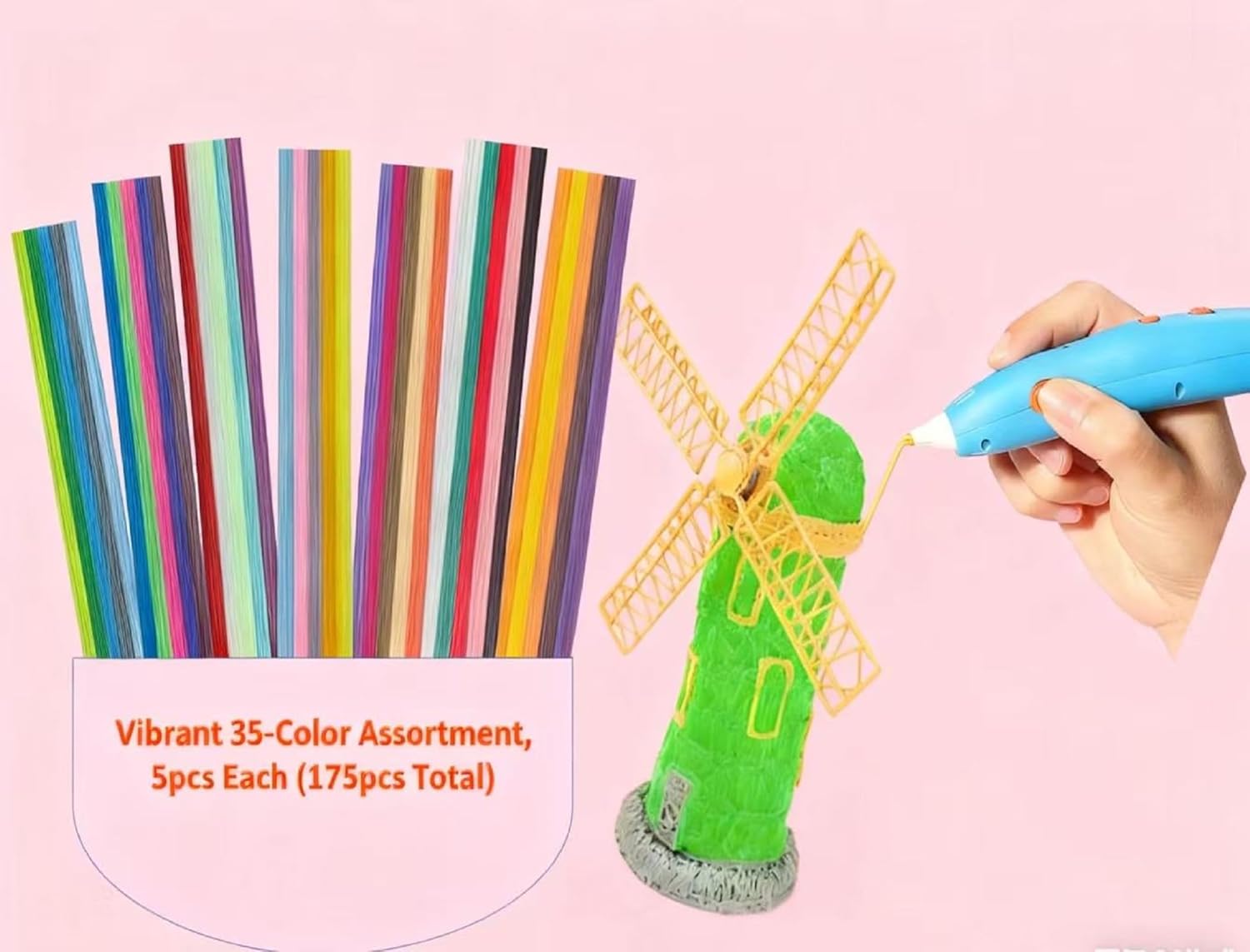 35 Colors 3D Printing Pen Filament Refills Packs - Low - Non-Toxicpizimae Temperature PCL Filament, is only Fit for 3Doodler Start+ pens,2.5mm Diameterx15.2cm Length, Each Color 5pcS Total 175pcs