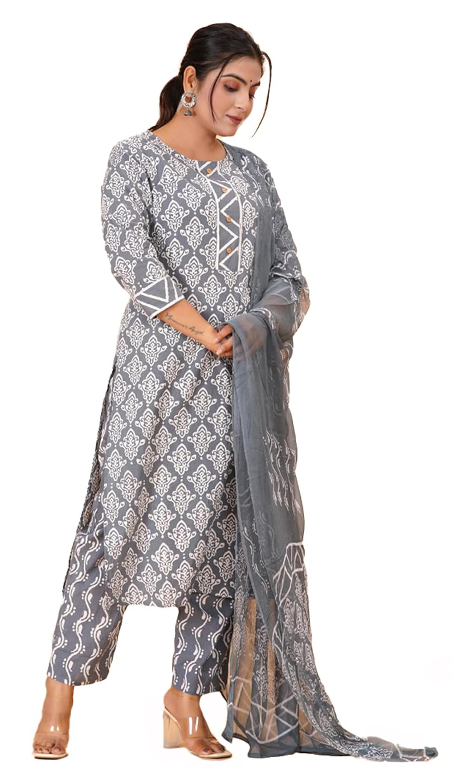 Indyjski Prosto Kurta Spodnie Zestaw dla Kobiety Czysta Bawełna Kurti Spodnie z Dupatta
