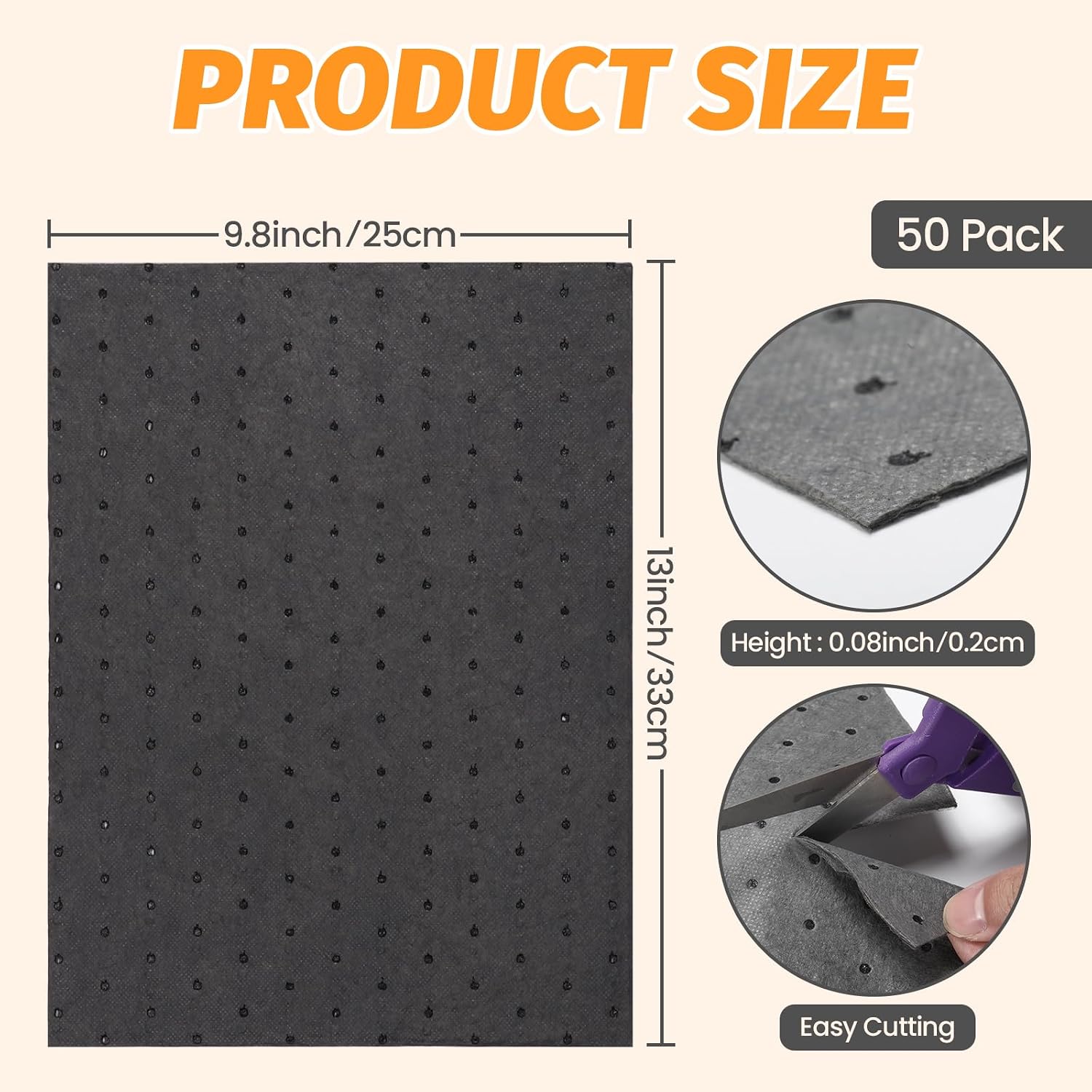 50 Pcs Oil Absorbent Pads, 9.8" x 13" Heavy Dimpled Garage Absorbing Mat