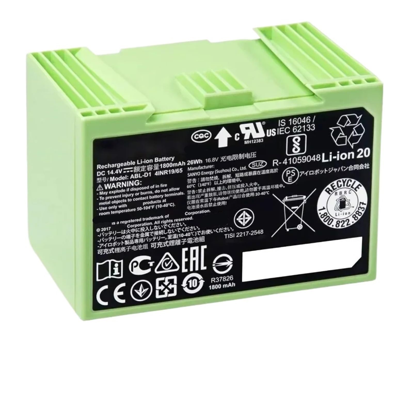 Batería De Repuesto Original De Iones De Litio De 14,4 V Y 5000 MAh, Compatible con IRobot Roomba Serie E E I, Robot Aspirador Y Fregador.(1800mAh)