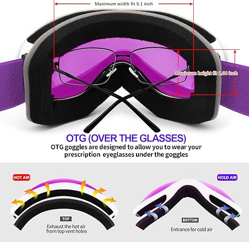 Miniatura 5 de Supertrip - Lentes de esquí para nieve, 100% antivaho, protección UV, snowboard, esquí