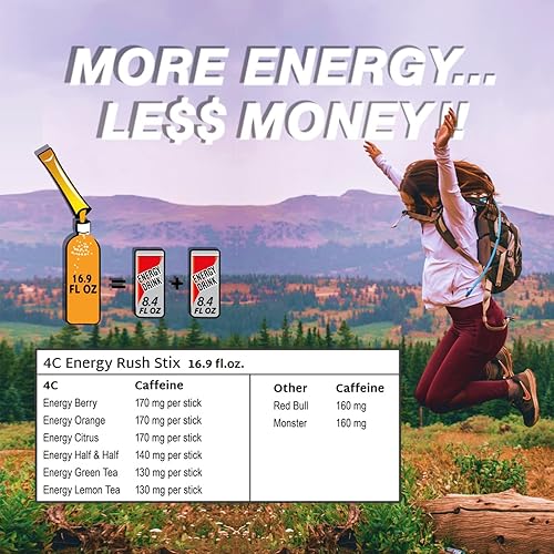 Miniatura 6 de 4C Mezcla de bebida en polvo, compra a granel, Singles Stix, sobre la marcha, sabores refrescantes de agua, paquete económico (Energy Rush - Fresa,