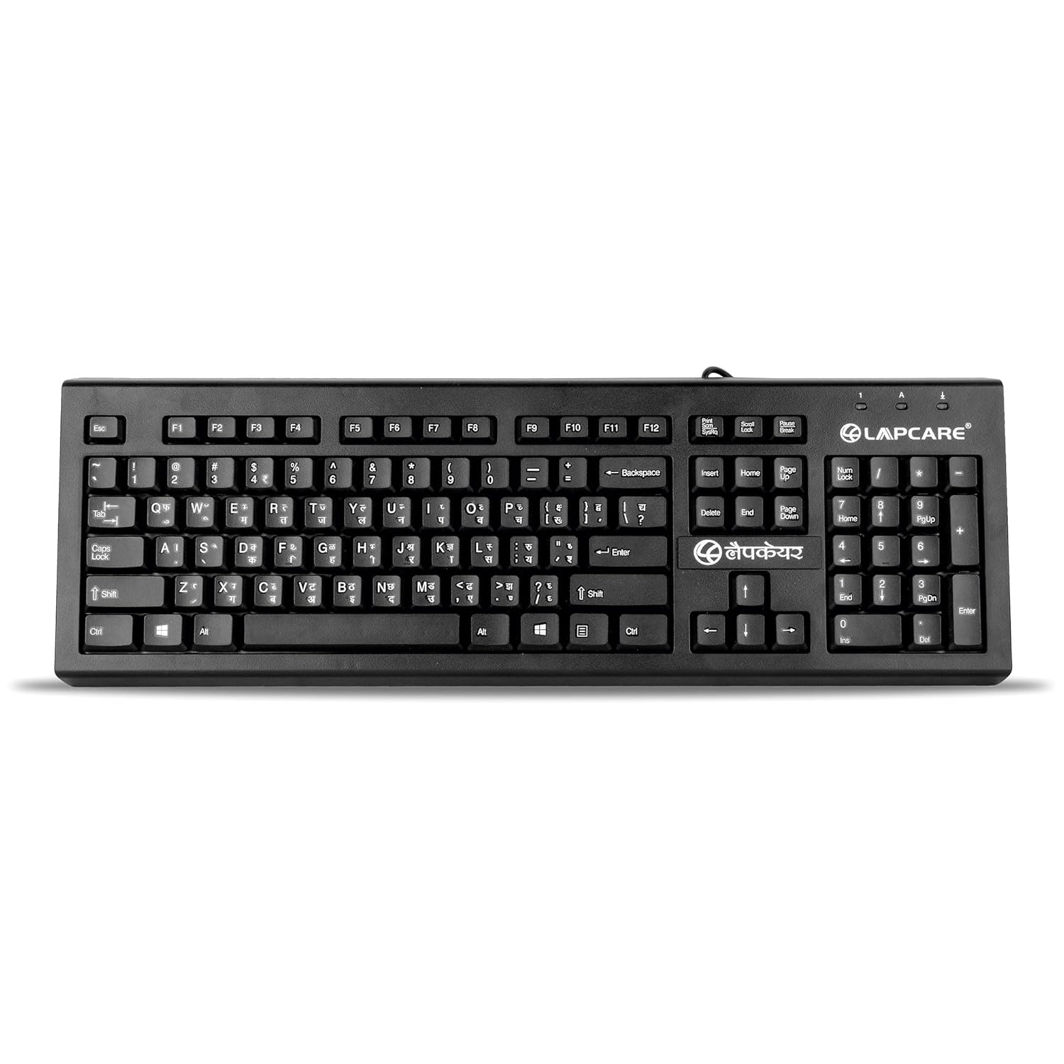 LAPCARE LMK-012 Multilingual USB Keyboard – Hindi English Typing, 104 Silent Keys, 10 Million Keystrokes, 1.5M Cable, Rupee Key, Membrane Switch – for Business & Office Use LAPCARE LMK-012 Multilingual USB Keyboard – Hindi English Typing, 104 Silent Keys, 10 Million Keystrokes, 1.5M Cable, Rupee Key, Membrane Switch – for Business & Office Use