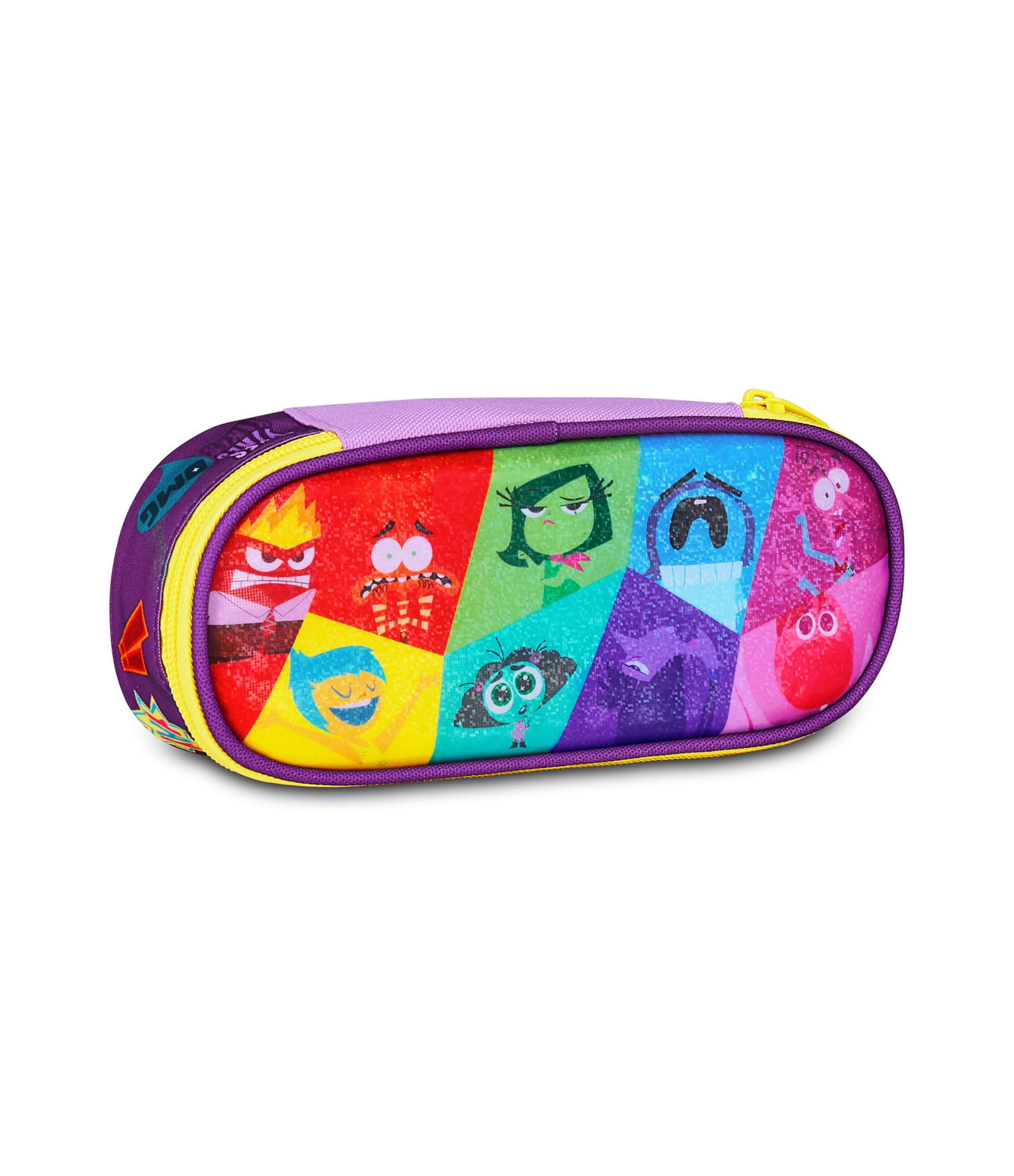 Seven Inside Out 2 Round Plus Pencil Case, Purple, Oval Pencil Case with Elastic Bands and Pocket for Pens, Pencils and Accessories, School Backpack, Elementary and Middle School, Girls and Girls