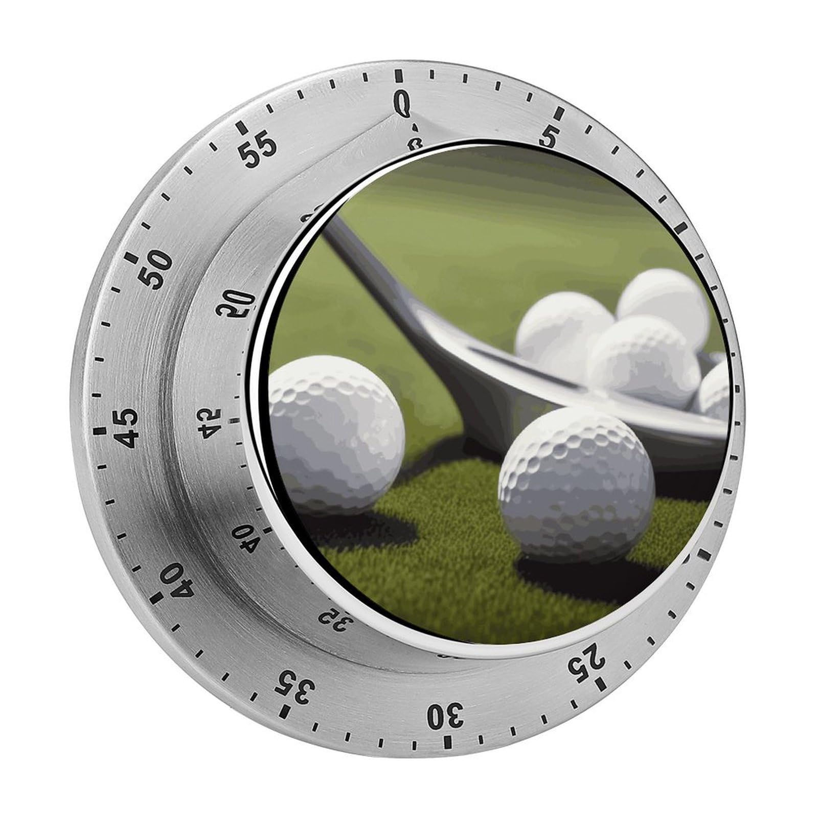 Golf Timer Exquisite Stainless Steel Magnetic Timers Waterproof Durable Mechanical Countdown Countup for Loud Alarm for Baking Grilling Studying