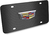 Vista 2 de iPick Image para Cadillac Crest 3D Logo en negro de fibra de carbono patrón de placa de acero inoxidable