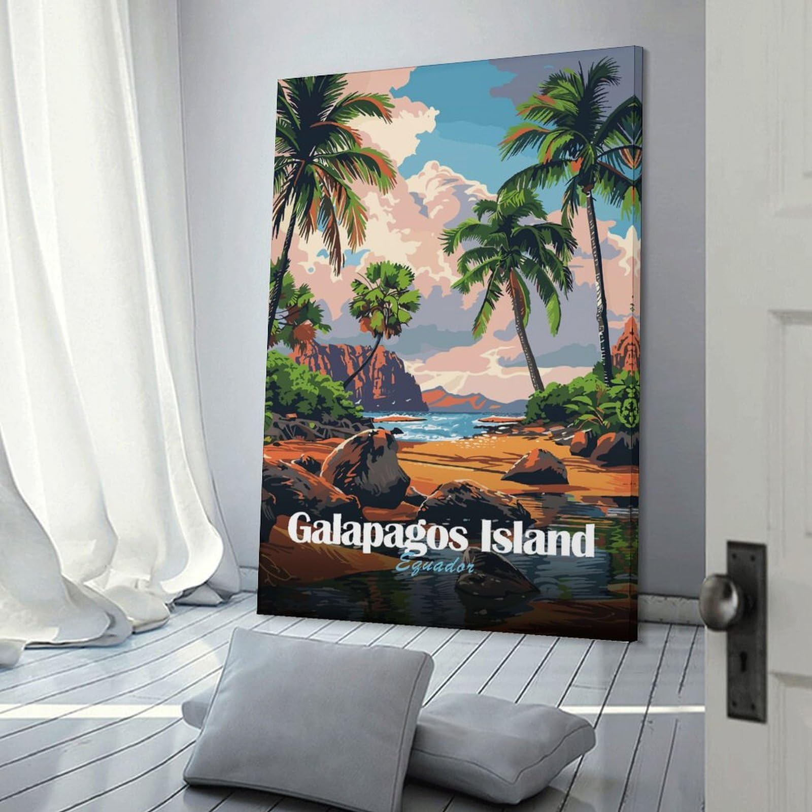 Junmoney Galapagos Island, Ecuador Travel Hanging Wall Art 12x18inch(30x45cm), for Bedroom Walls, Guest Spaces Or Lounges, Home Artwork with A Soft Interior Feel