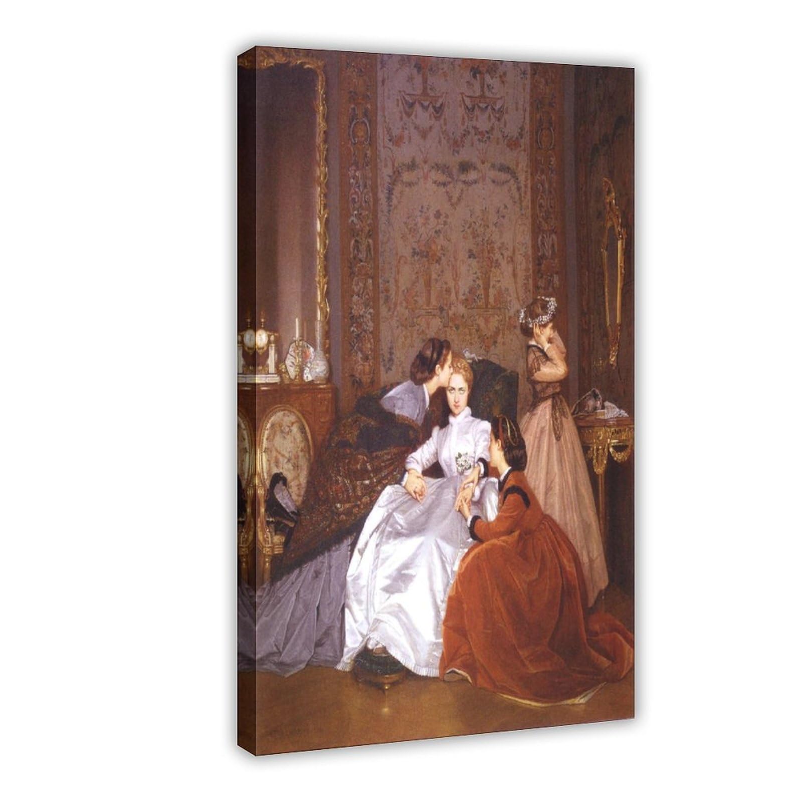 WCYB Auguste Toulmouche La Fiancée Hésitante The Reluctant Bride 1866 Prints Posters Canvas Deco Paintings Wall Art For Office Hangable Frame 20" L X 30" W