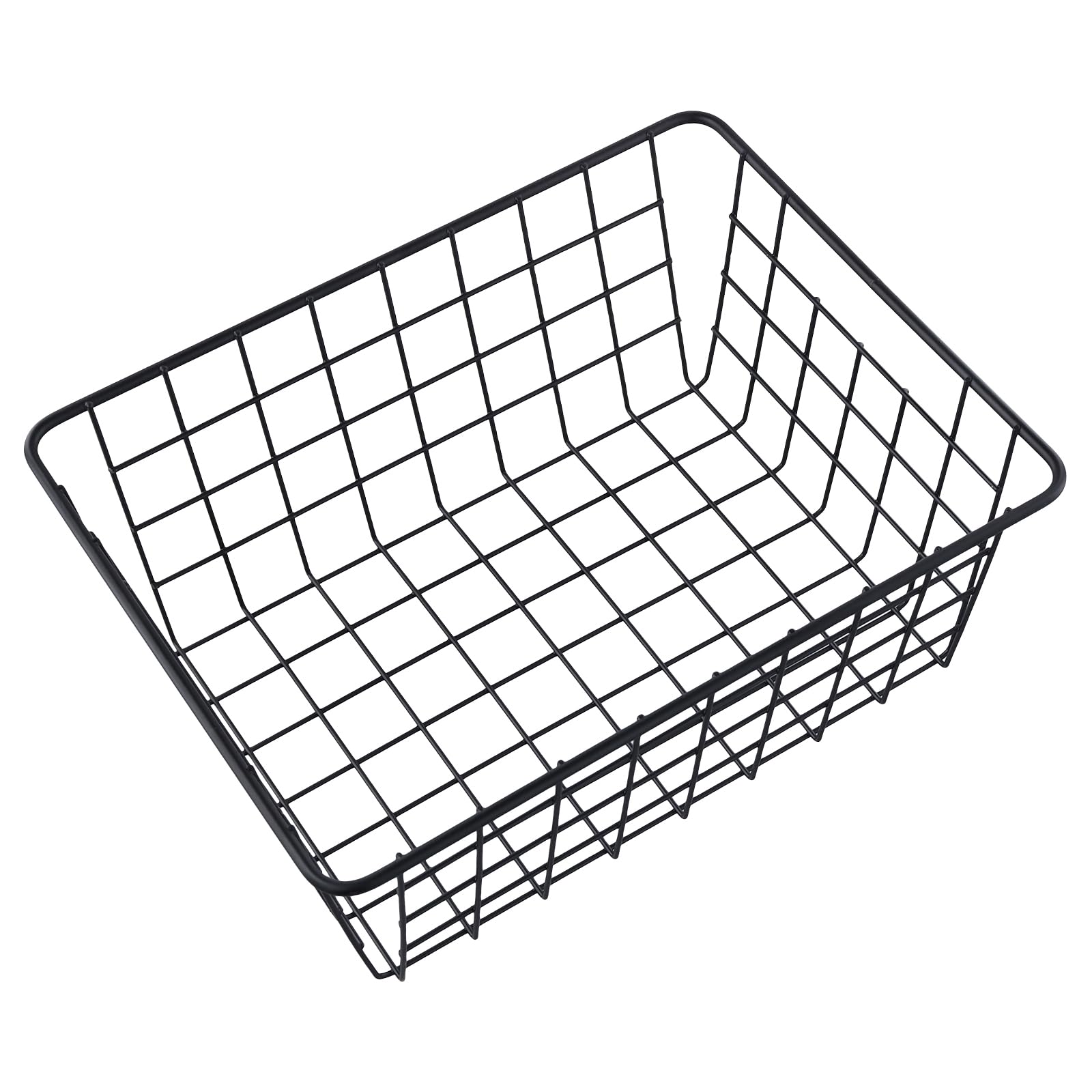 6 cestas de almacenamiento de alambre de 28 x 22 x 12 cm, cestas de metal negro, cestas de almacenamiento multifuncionales de hierro para cocina, baño, dormitorio, sala de estar, armario