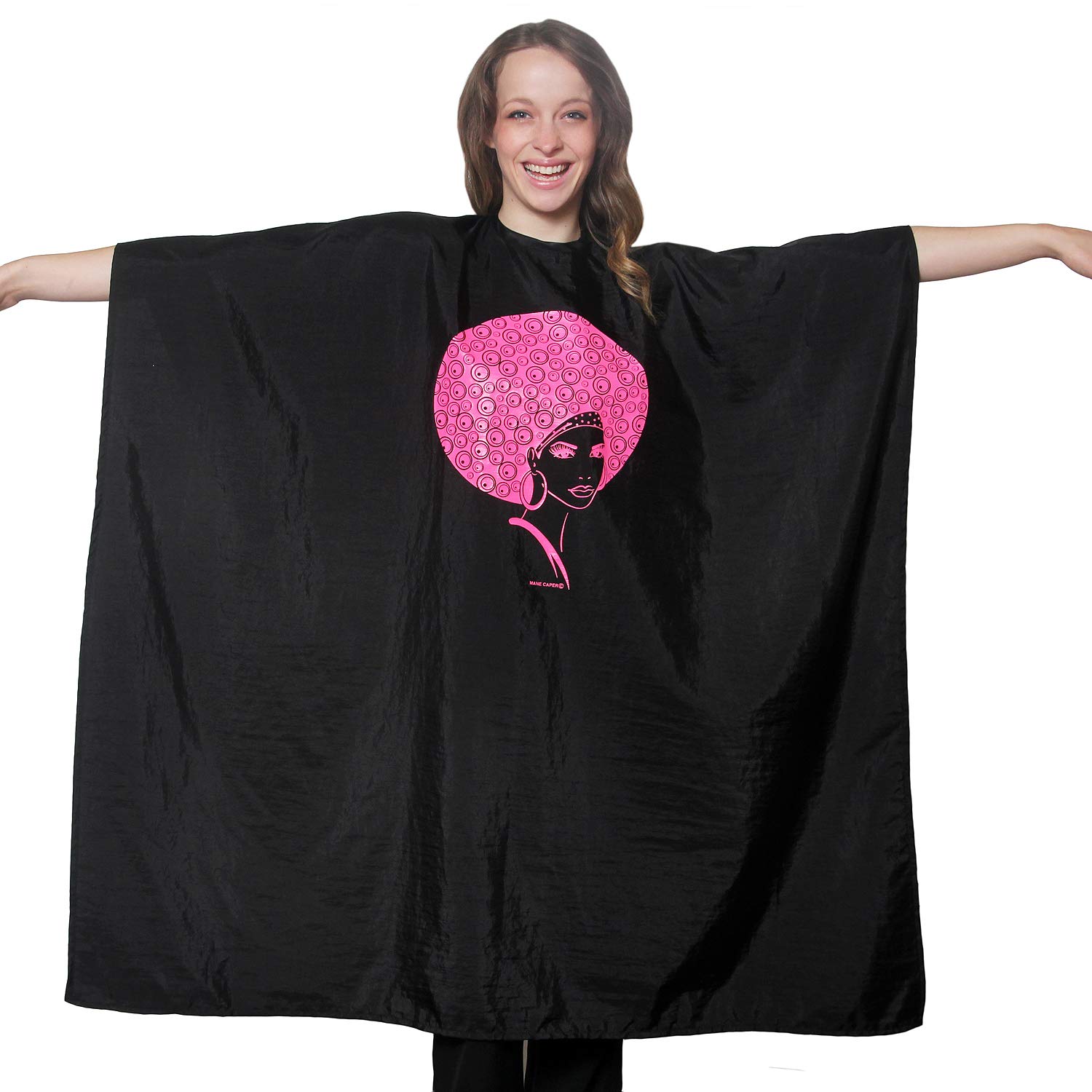Salon Cape with Unique Head Design-Black Cape Professional Barber Quality Cape 45 inch X 60 inch Crinkle Nylon Material Light Weight Extra Long Durability Protection (Pink)