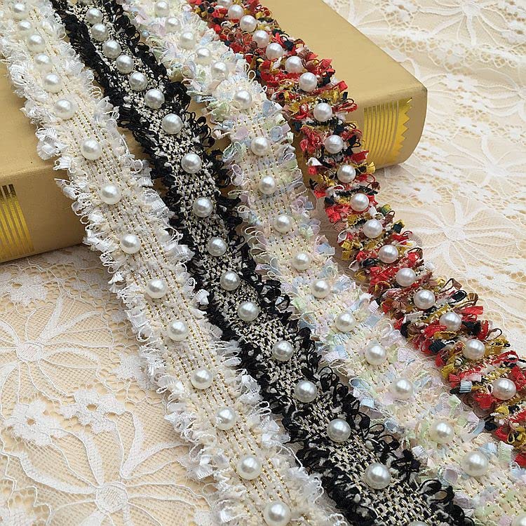 Yulakes 5 Yards - Ruban En Dentelle - Avec Perles - Pour Vêtements