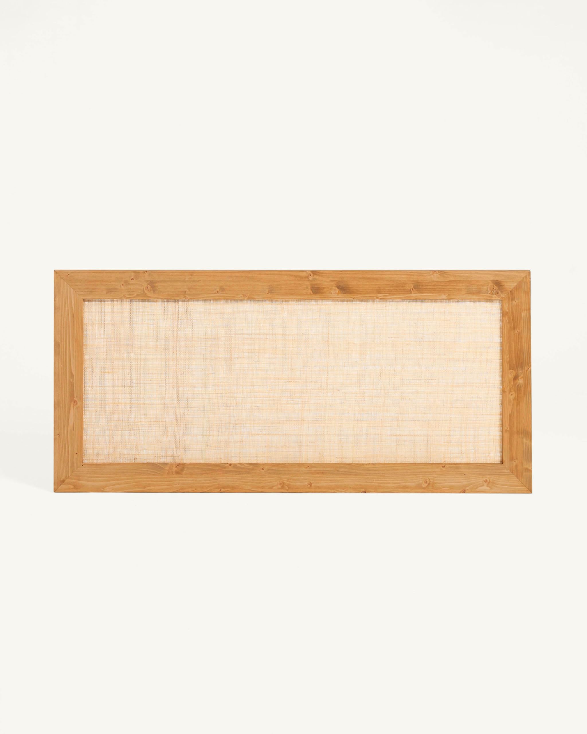 HANNUN - Cabecero de Cama Marnie | Madera alistonada de Abeto y Tejido Natural de Rafia | Estilo rústico | Fabricación Artesanal | Color Desierto - Cama 160 cm/Queen Size