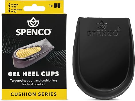 Spenco Gel Heel Cup Shoe Inserts for Pain Relief from Heel Spurs or Bruising, Medium/Large