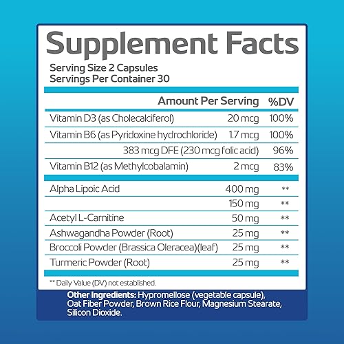 Miniatura 2 de Suplemento avanzado de apoyo nervioso sin OMG con vitamina D3 y ácido alfa lipoico para protección y restauración nerviosa - Fabricado en los
