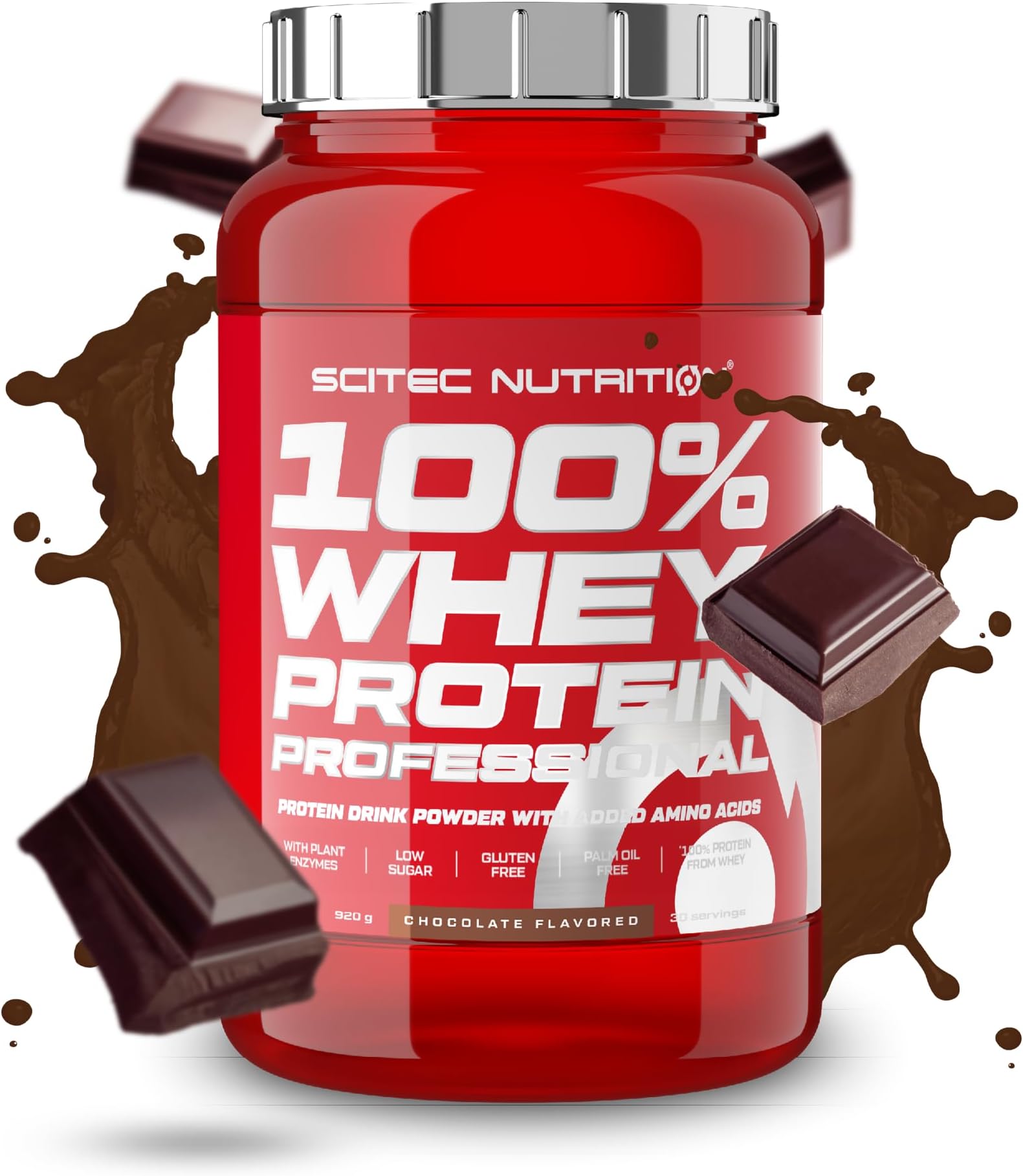 100% Whey Protein Professional – Enhanced with Extra Amino Acids & Digestive Enzymes – Gluten-Free – Palm Oil Free, 920 g, Chocolate