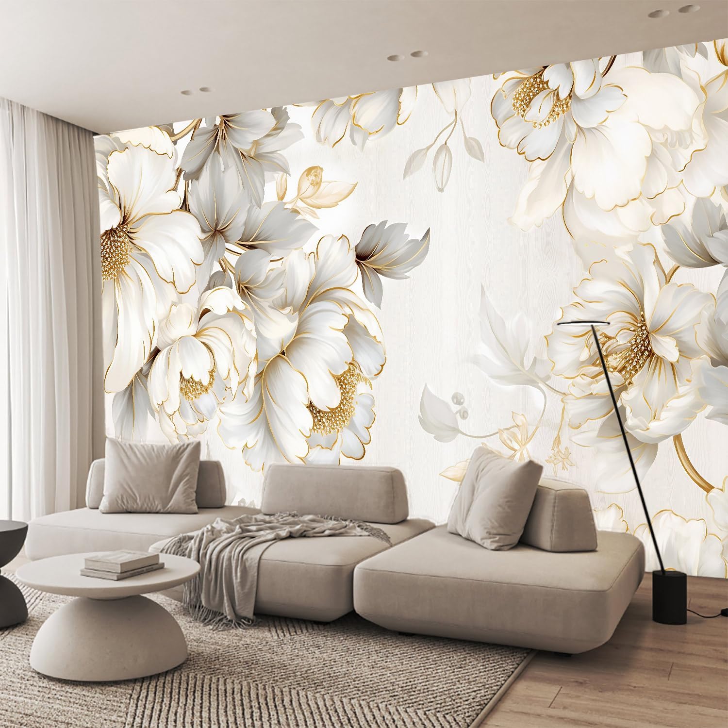 Elegant and Beautiful Floral Wallpaper Warm Bedroom and Living Room Decorative murals（Non-self-Adhesive Wall Stickers）