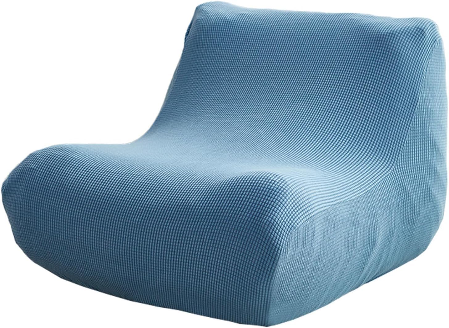 HACLEN Lazy Floor Sofa Cover 1 Seater, Stretch Fireside Chair Cover Washable Armless Bean Bag Chair Slipcover with Elastic Bottom Couch Covers (blue,one size)