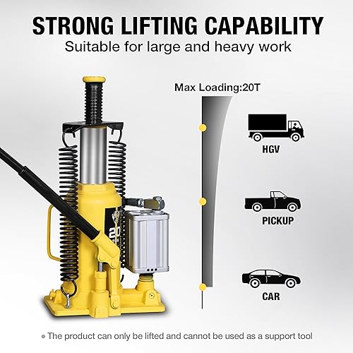 Miniatura 6 de YELLOW JACKET Gato neumático de la botella de aire de 20 toneladas con la bomba manual y la bomba de aire para los camiones pesados del coche