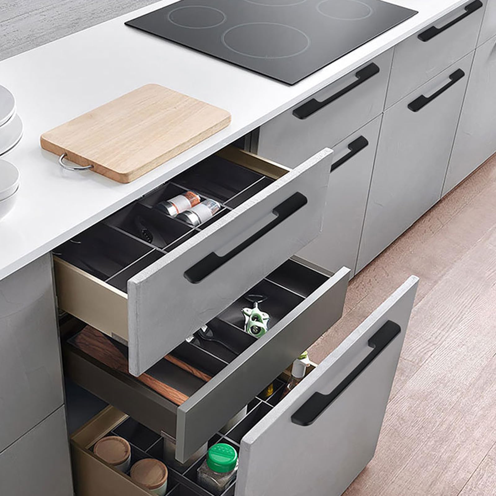 Griffe für Schränke Schwarz Lang,2 Griffe Küche Modern Massive Aluminium | Eloxierte Oberfläche Bügelgriff Lochzentren: 96 - 960 mm Schubladengriff für Kleiderschrank Schublade Küche 960mm/37.8in