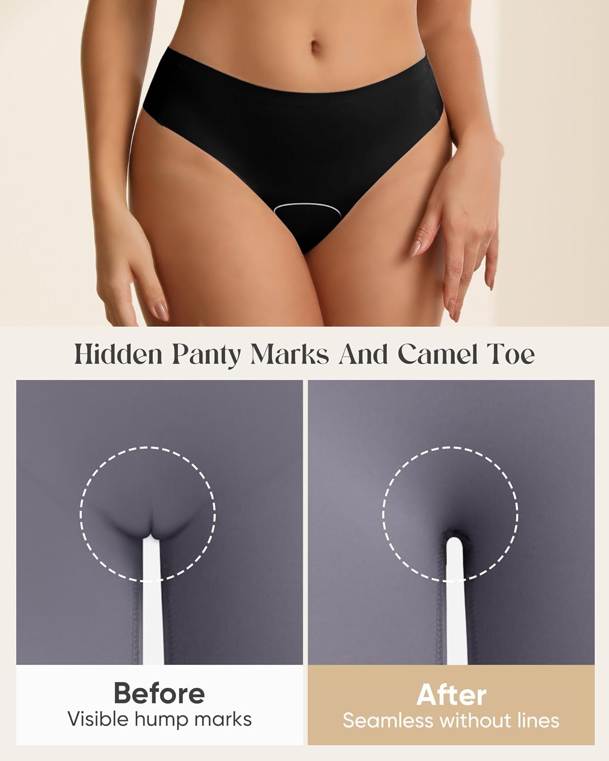Camel Toe Cover Thong/Camel Toe Concealer Underwear/CamelToe Hider Built in Crotch Panel to Hide Feminine Lines - Image 2