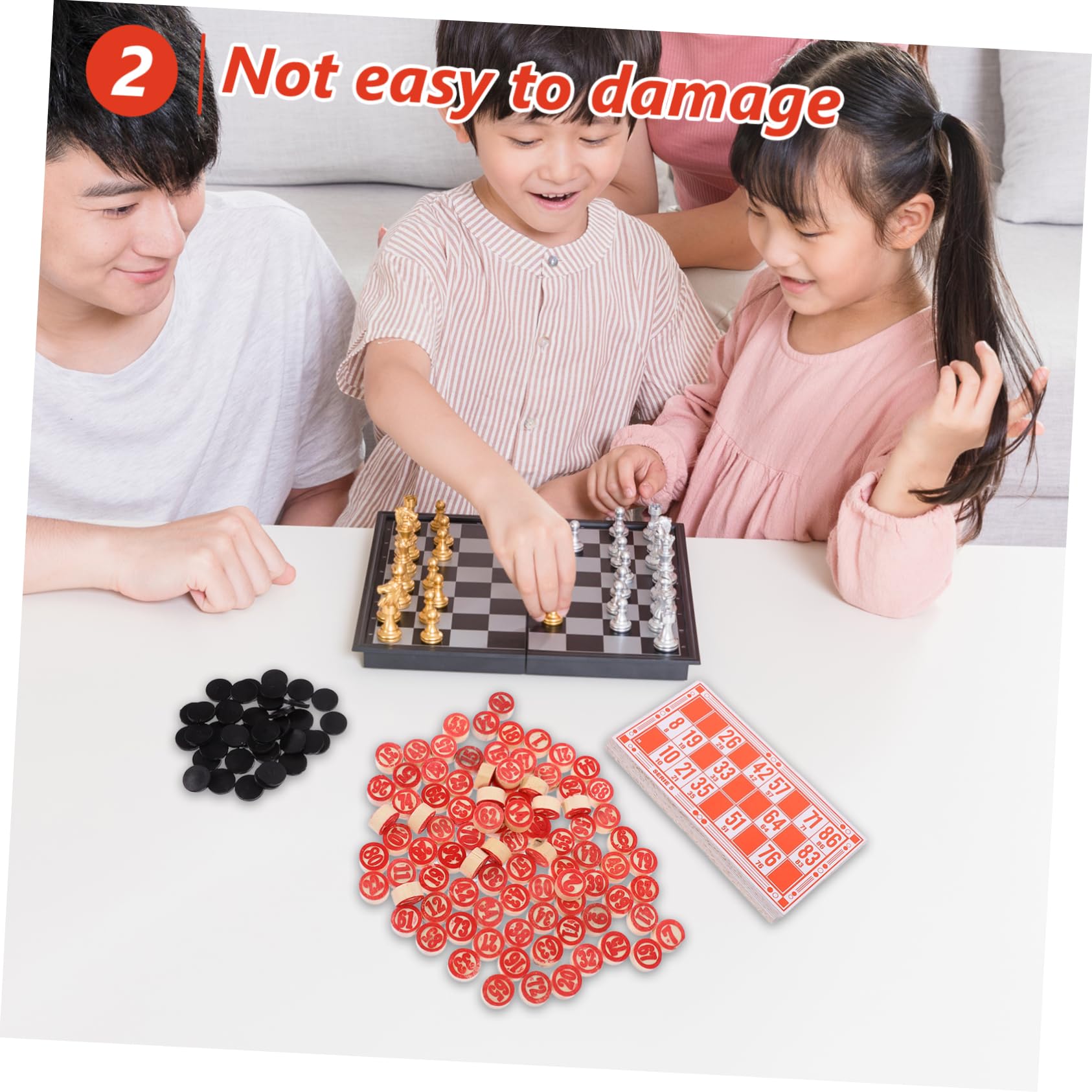SUPVOX 1 Set Bingo Board Game Supplies Number Bingo Cards Chess Pieces for Boys and Girls Family Fun