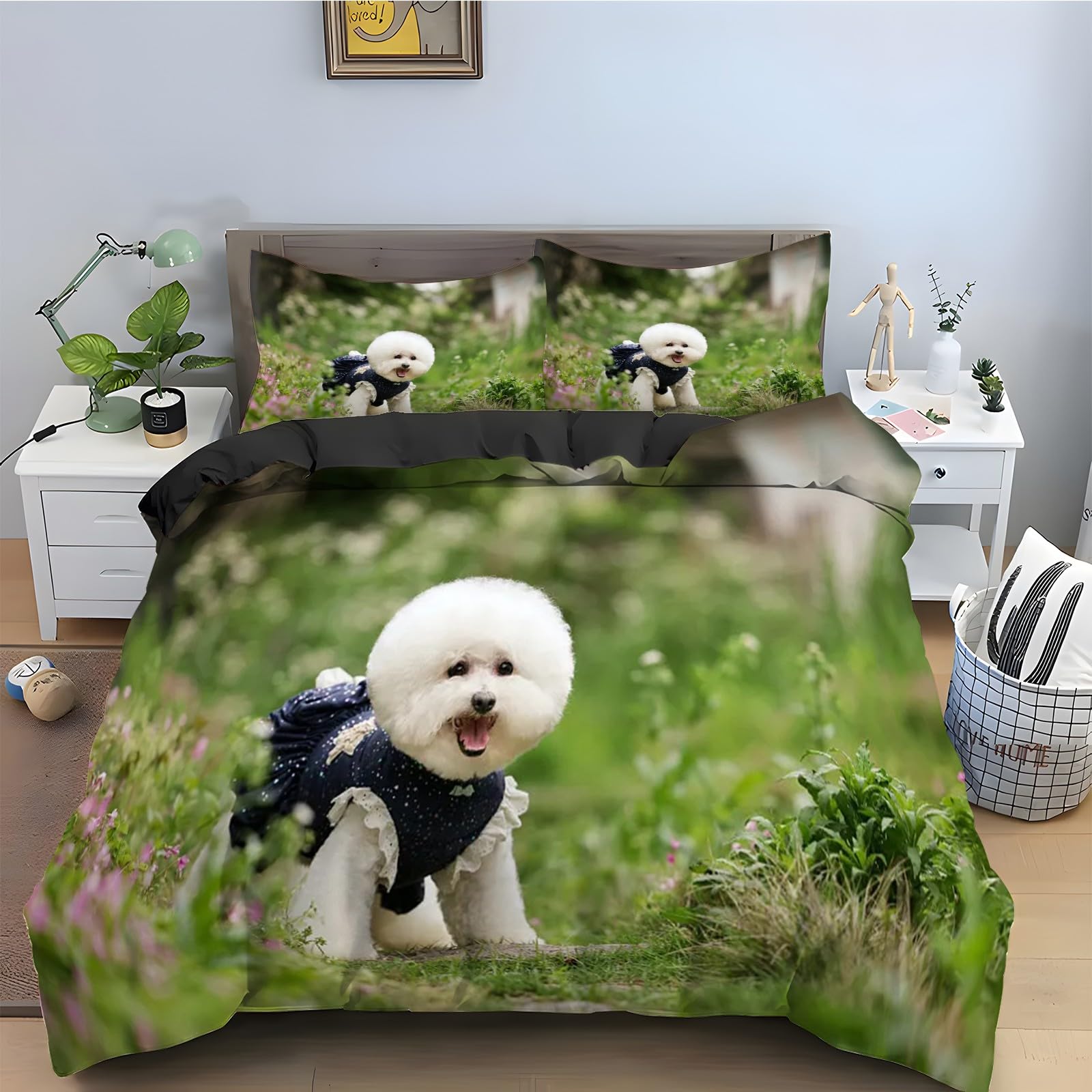 Parure de lit Bichon Frisé 200x200, le cadeau idéal pour les amoureux de chiens