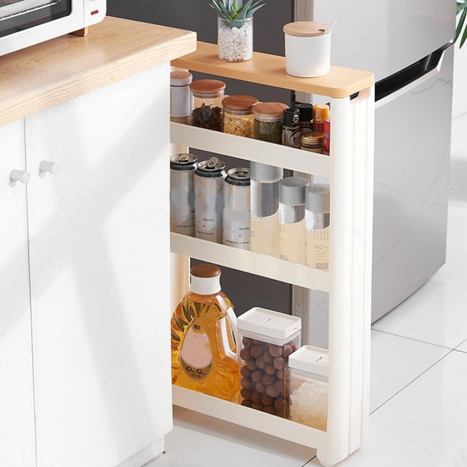 Carrito de almacenamiento delgado de 3 niveles con ruedas estrecho para baño y cocina, estante de plástico para lavadora/secadora, oficina y estudio, utilidad que ahorra espacio