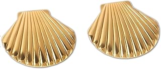 اقراط كوستال شيك - مرصعة بالصدف مطلية بالذهب مع لؤلؤ، مصممة للنساء اللواتي يعشقن مجوهرات بوهو واكسسوارات الشاطئ الصيفية