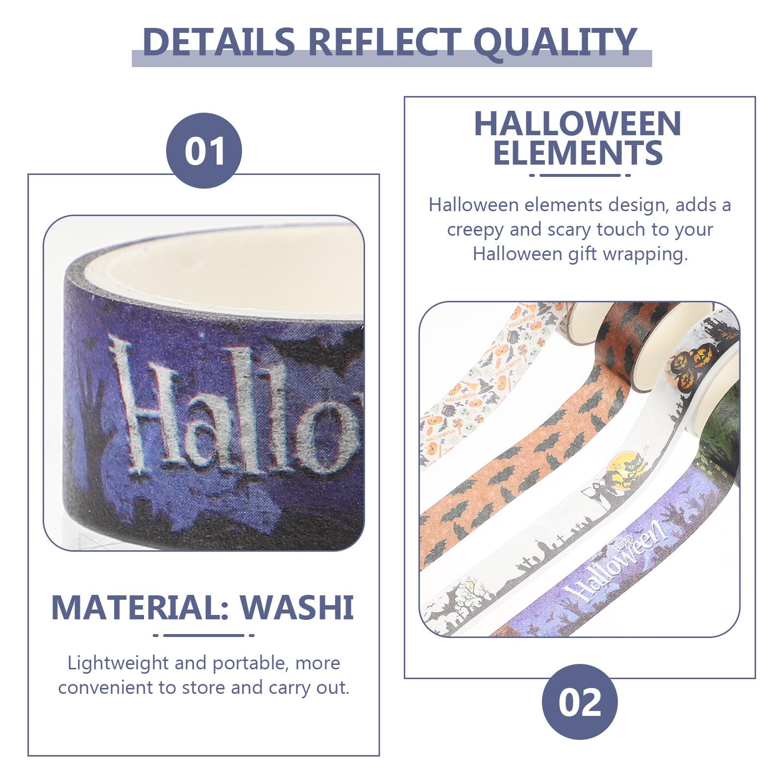 120 Rollos Cintas Washi de Halloween para Cuadernos y Bricolaje