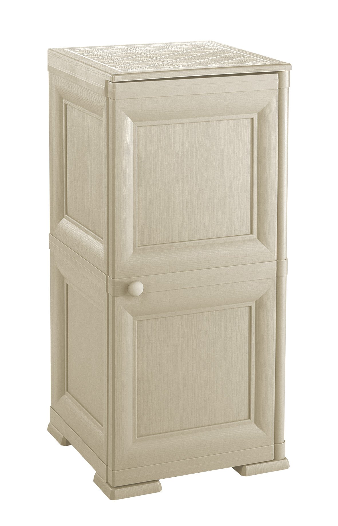 Tontarelli Armadietto Colonnina 1 Anta 2 Moduli per Esterni ed Interni, Effetto Finitura Legno 40 x 43 x 85,​5 CM Montaggio Facile Senza Attrezzi
