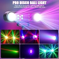 Vista 5 de Luces de DJ con Soporte, 5 en 1 Luces de DJ para Fiestas Bola de Discoteca Conjunto de Luces de Fiesta de Escenario con Control Activado por Sonido
