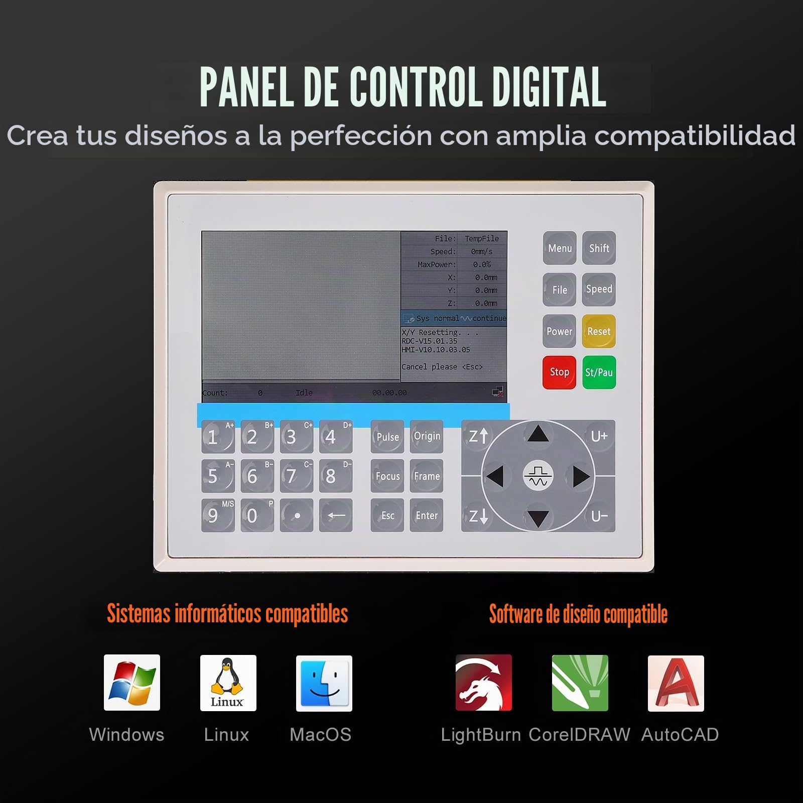 VEVOR Grabador Láser de CO2 50 W, 30 x 50 cm, 19,7 IPS, Máquina Grabadora Láser Asistencia de Aire Bidireccional Compatible con LightBurn, CorelDRAW, AutoCAD, Windows, Mac OS, Linux, para Acrílico