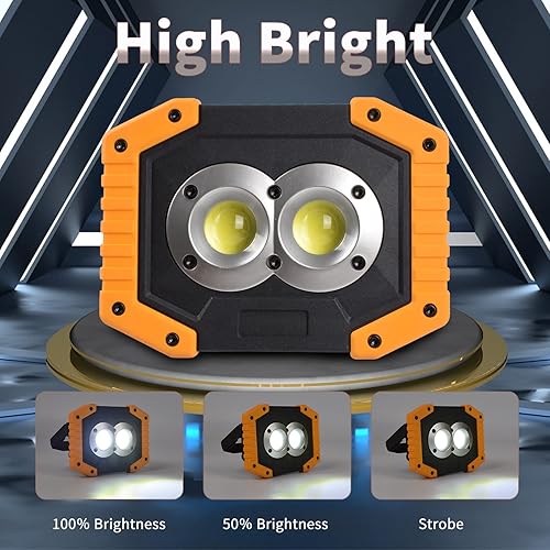 Vista 16 de OTYTY Luz de trabajo recargable, luz LED de trabajo portátil, COB, impermeable, 30 W, 1500 lúmenes, para acampar al aire libre, senderismo