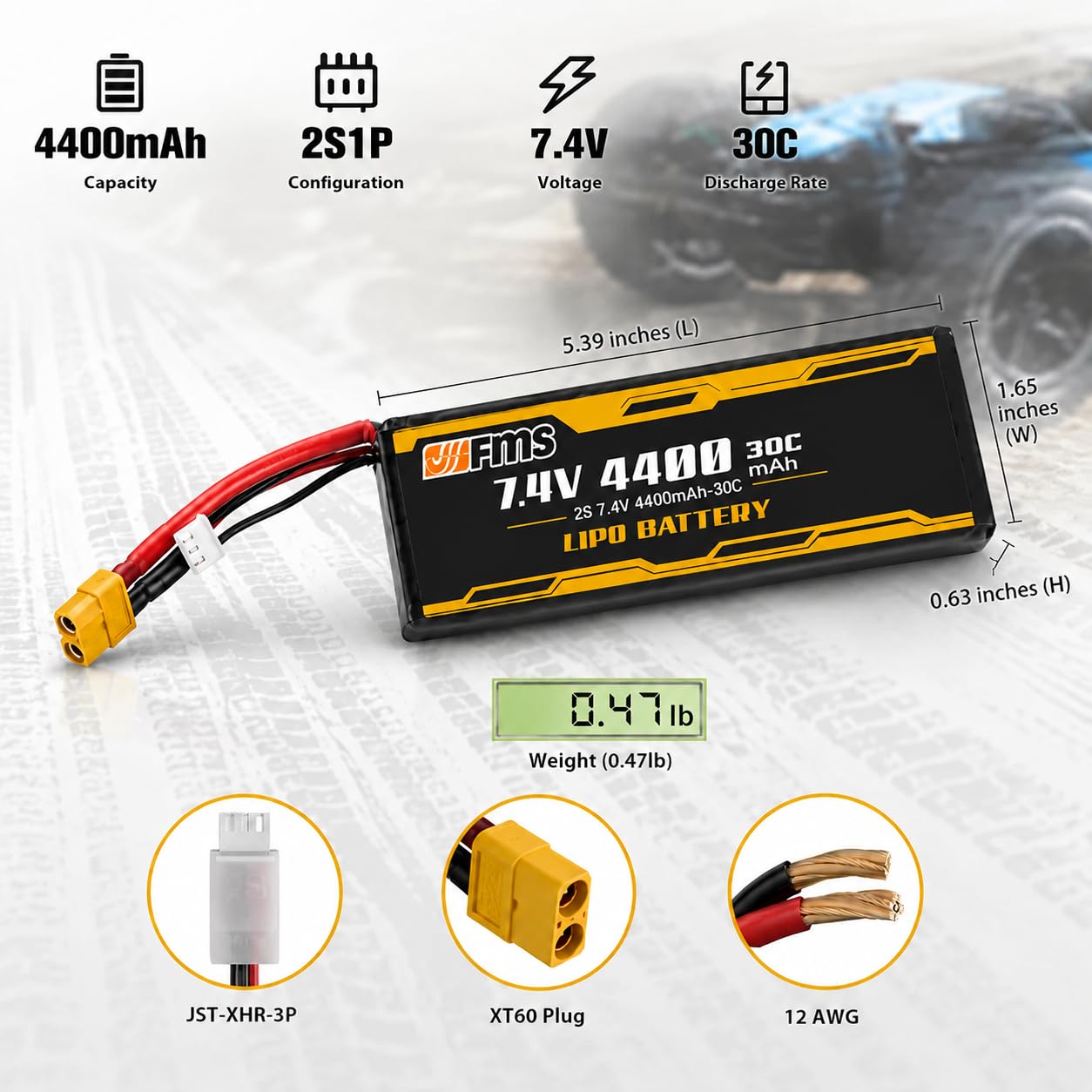 Amazon.co.jp: FMS RCカー LIPOバッテリー 2S リポバッテリー 7.4V