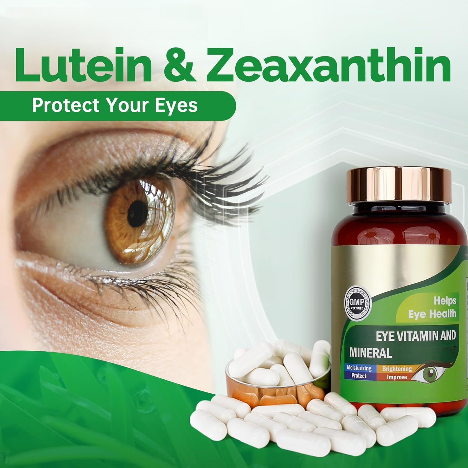 Vitamine per gli occhi con luteina e zeaxantina | Creato con estratti vegetali naturali per un uso quotidiano incentrato sul benessere.
