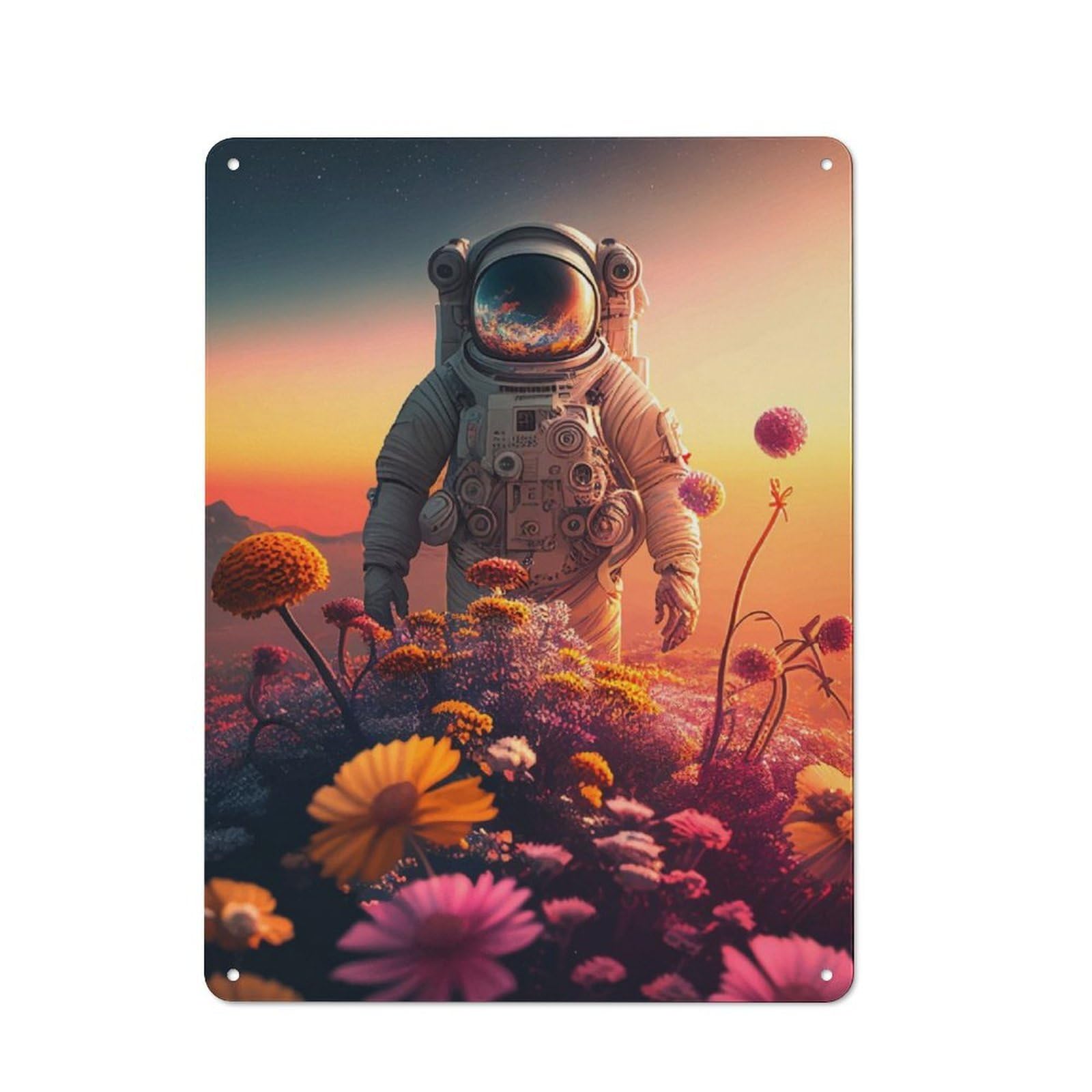 Garden Style Retro Astronaut Tin Sign 40x30cm, Porch Wall Decor for Patio Bar, Workshop, Shed Or Kitchen