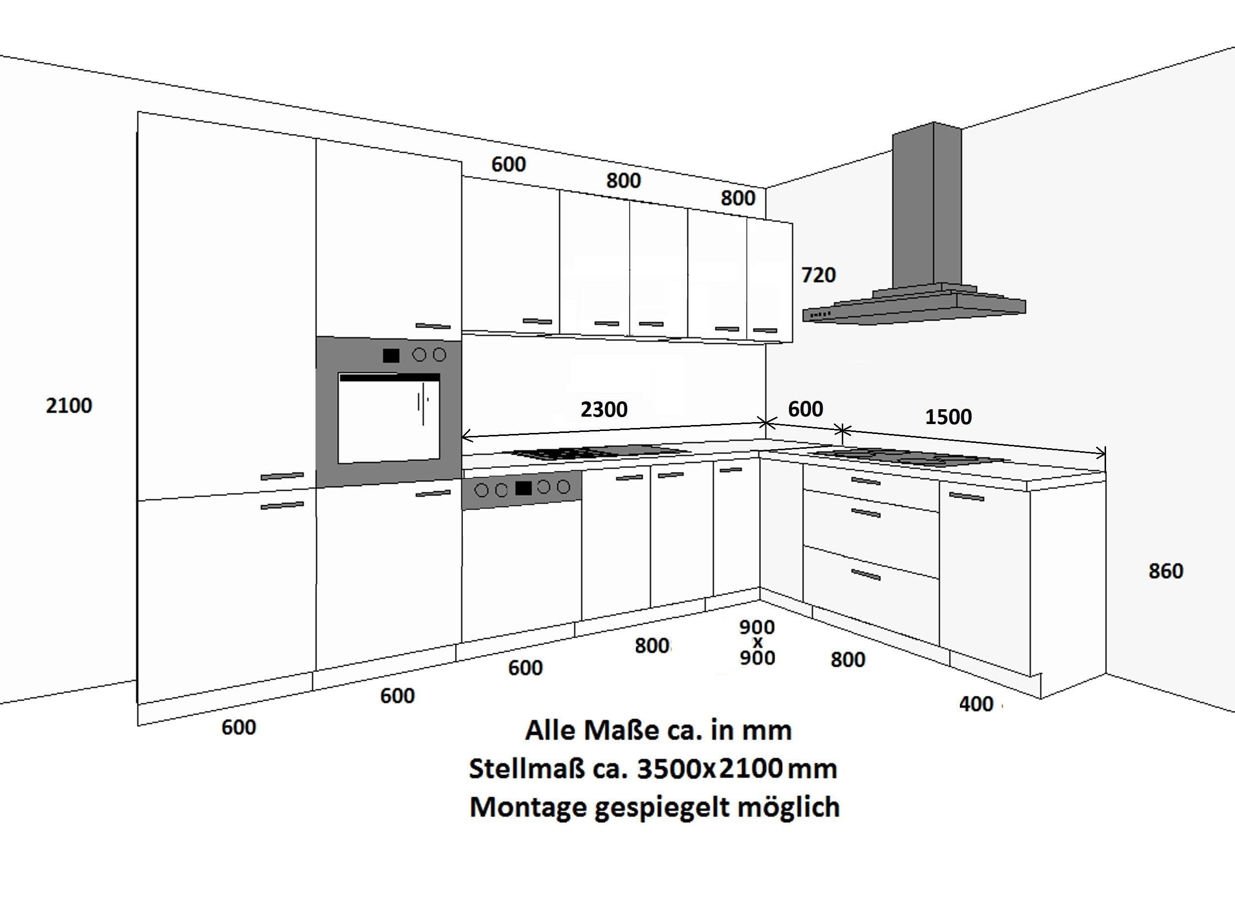 Landhaus Küche Stilo Weiß 350x210cm Küchenzeile Einbauküche Eckküche Winkelküche