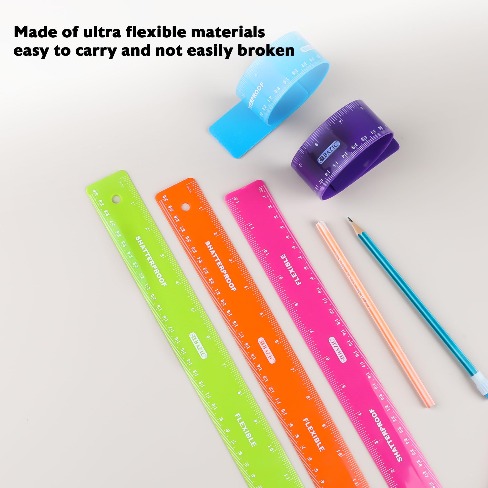 BAZIC - Righello curvo flessibile infrangibile da 30 cm, per misurazione metrica, confezione da 288