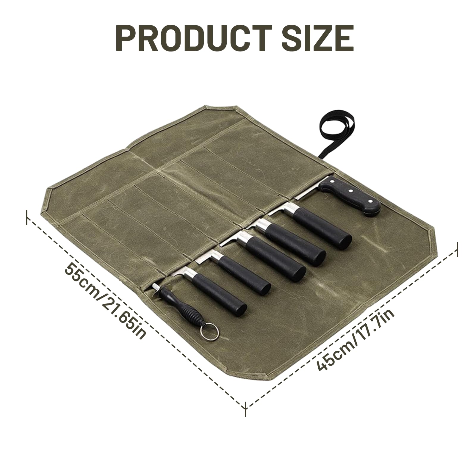 Leogony Knife Roll Bag for Chefs, 7 Slots Waxed Canvas Knife Bags - Image 2