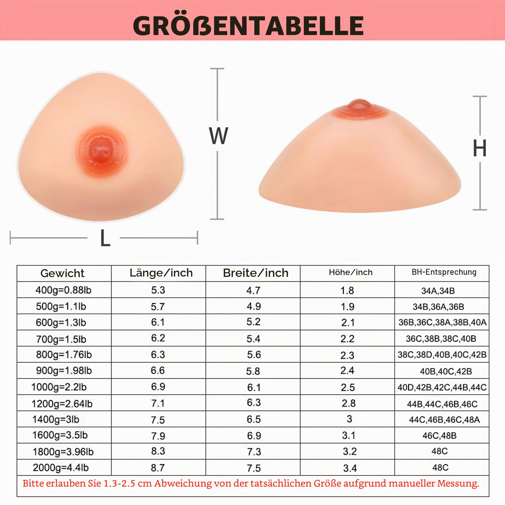 Silikon Brustformen Falsche Brüste Dreieck Brustprothesen Crossdresser Cosplay Transgender Mastektomie Gefälschte Brüste, D Cup 1000g/Paar