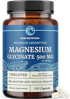 Glicinato de magnesio 500mg | Quelatado para alta absorción | Relajación muscular, huesos, corazón, nervios, sueño y apoyo calmante para mujeres y hombres | Suplemento de quelato de magnesio y