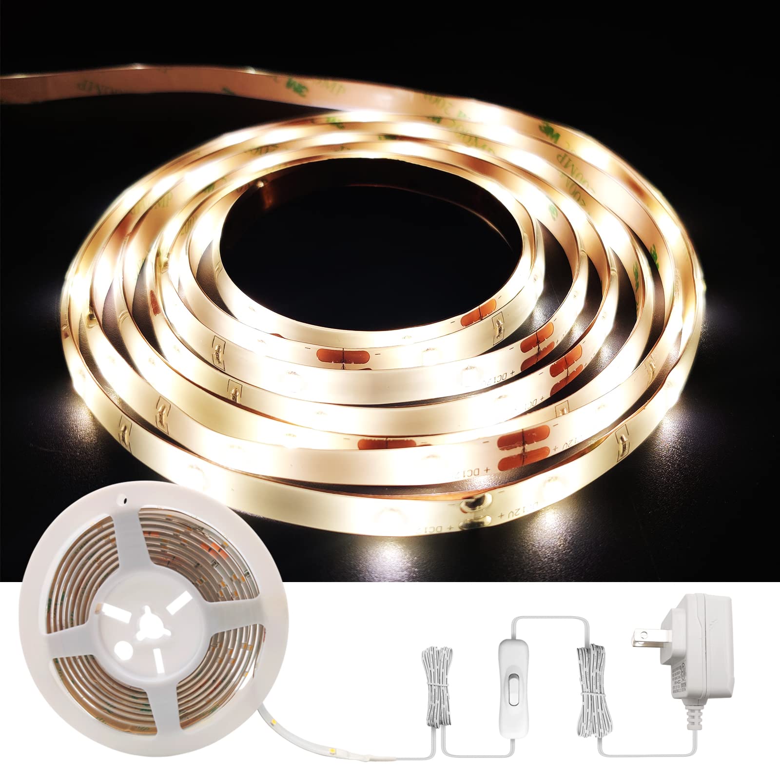 L5L3D LED Strip Lights, 8ft LED Light Strip, 12V 4000K Neutral White Tape Light with PU Coating, LED Lights for Bedroom, Kitchen, Mirror, Home Decor, ETL Listed