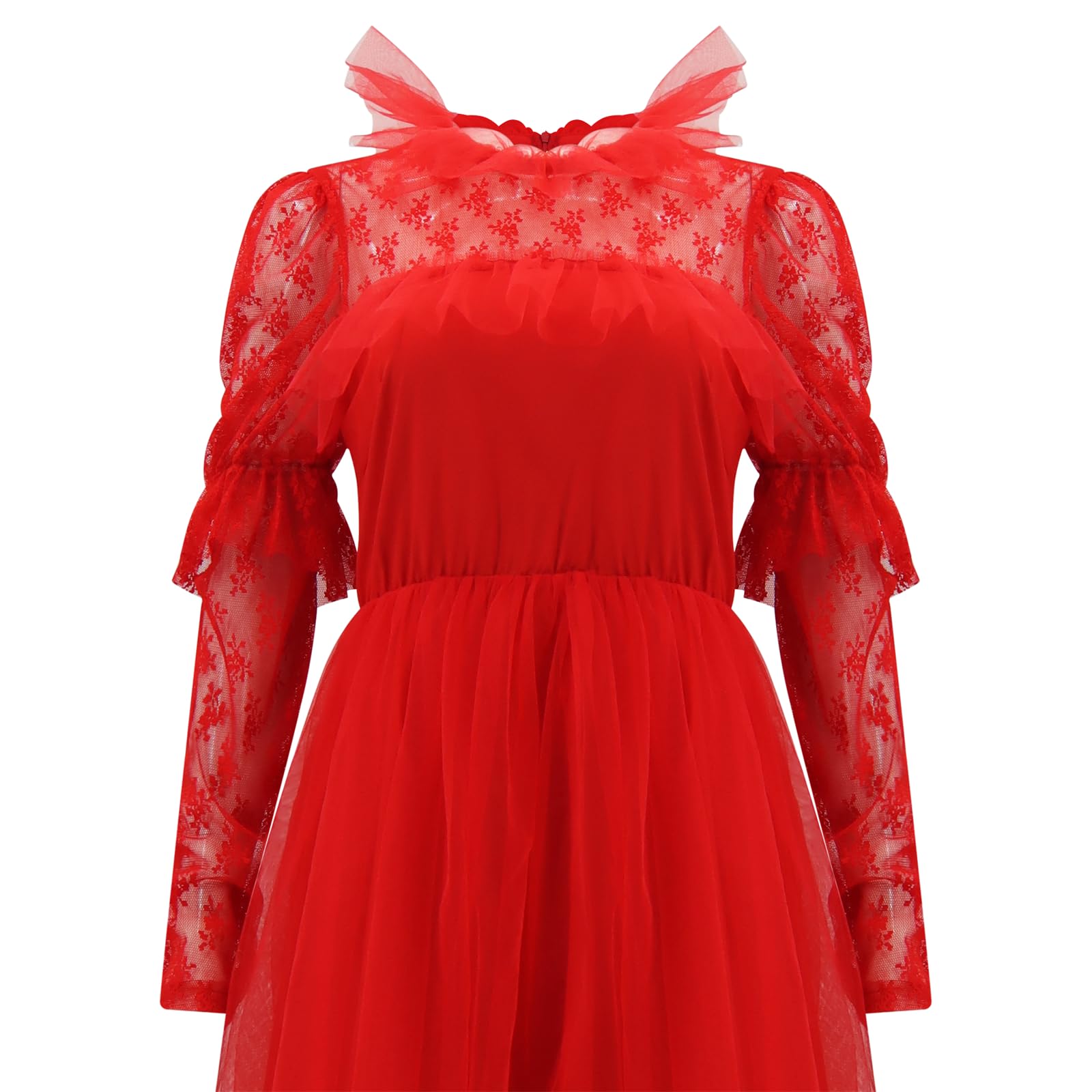 Amazon.com: Poboola Lydia Deetz Costume Red Wedding Dress 80s Prom Tulle  Dress for Women Dead Bride Halloween Gothic Costumes XL : Clothing, Shoes &  Jewelry